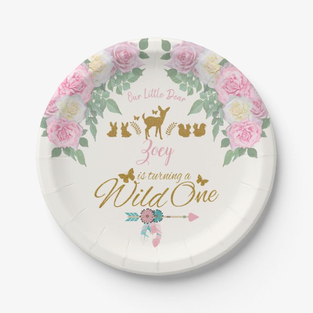 A Wild One - First Birthday Paper Plates (Front)