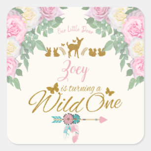 A Wild One - First Birthday Square Sticker