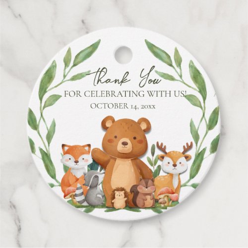 A wild ONE Greenery Woodland Animals Thank You Favor Tags