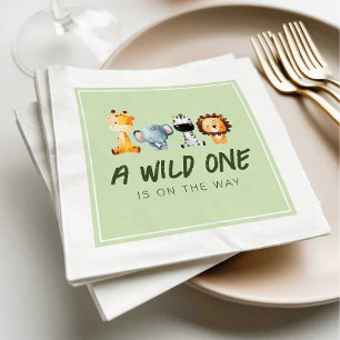 A Wild One Is On The Way Safari Baby Shower Napkins