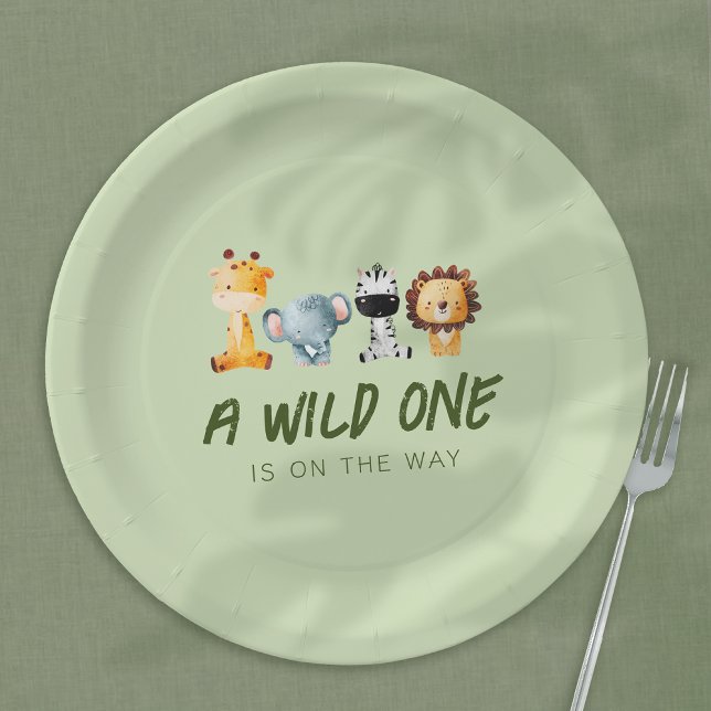 A Wild One Is On The Way Safari Baby Shower Paper Plates (Creator Uploaded)
