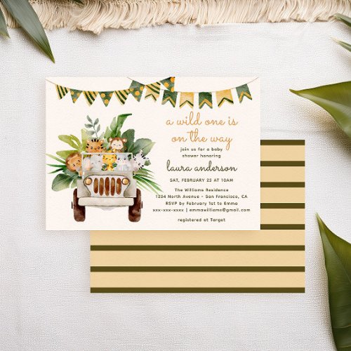 A Wild One Jungle Animals Safari Baby Shower Invitation