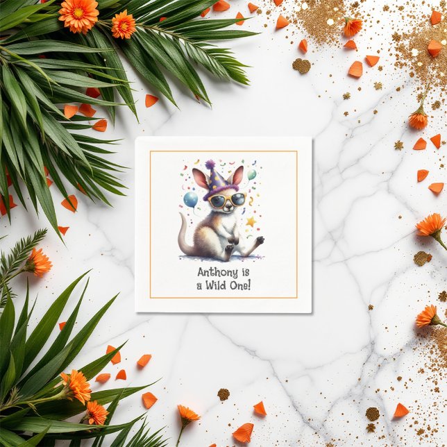 "A Wild One" Kangaroo Birthday Party Napkins ("A Wild One" Kangaroo Birthday Party Napkins)