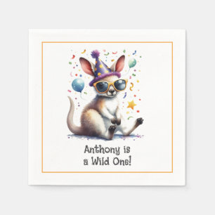 "A Wild One" Kangaroo Birthday Party Napkins