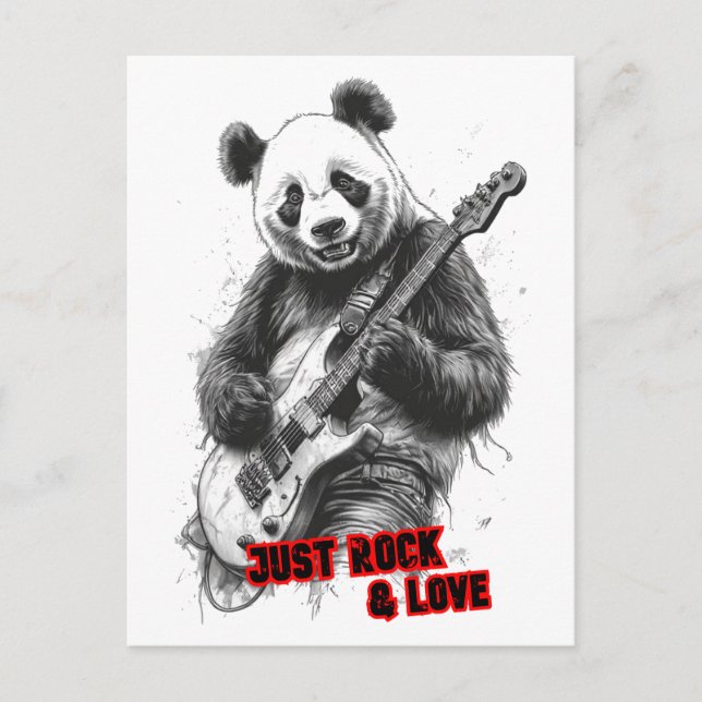 A Wild Panda playing Guitar on Holiday Postcard (Front)