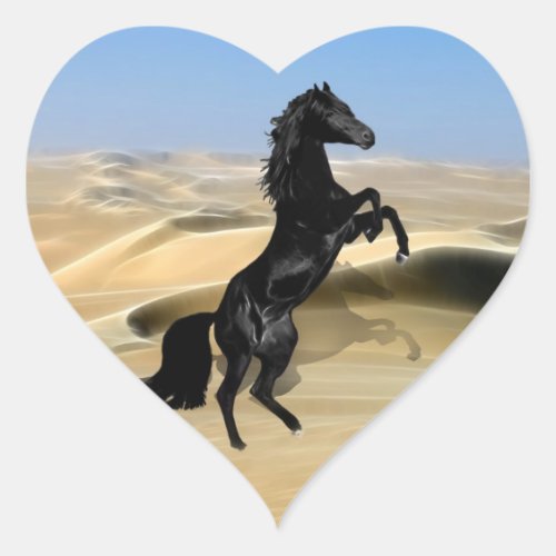 A wild rearing black stallion heart sticker