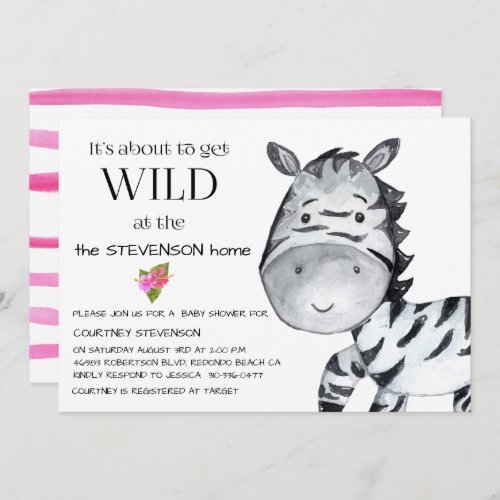 A Wild Zebra Baby Shower Invitation