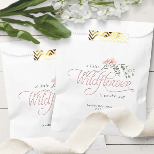 A wildflower is on the way baby girl shower favor bag