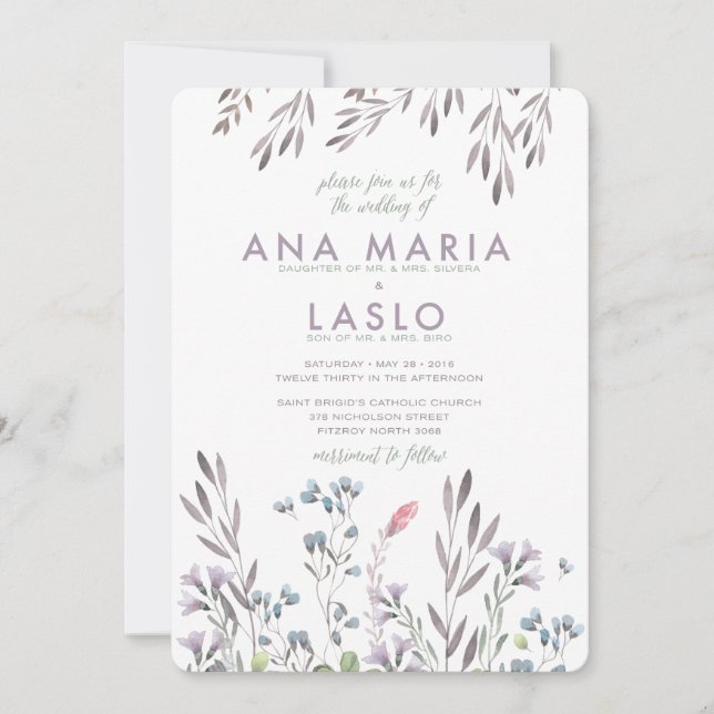A Wildflower Wedding - Laslo Invitation (Front)