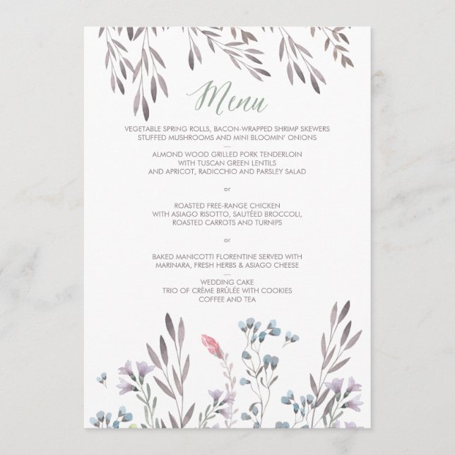 A Wildflower Wedding Menu (Front)