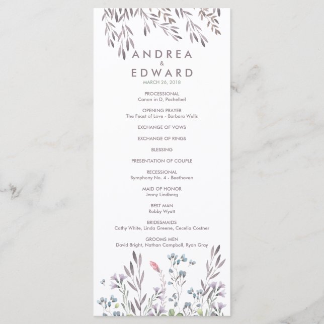 A Wildflower Wedding Program (Front)