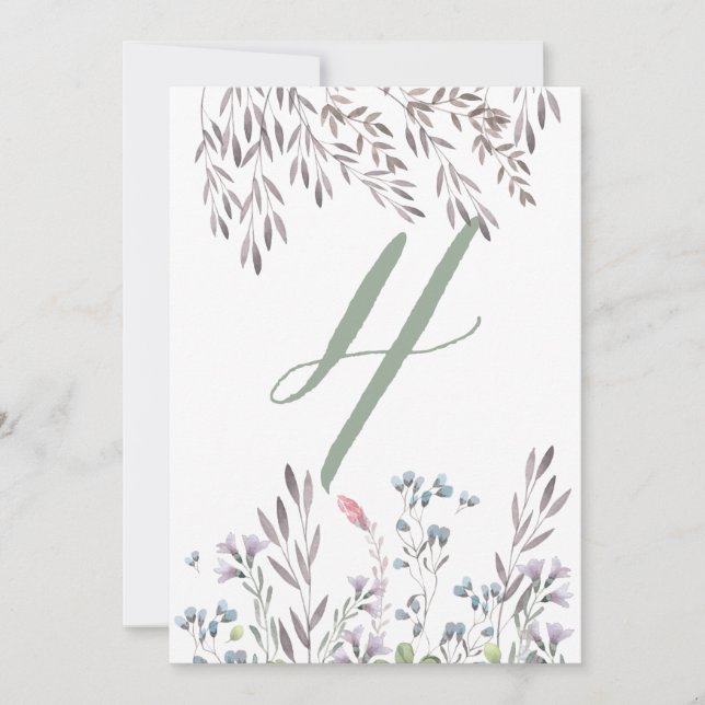 A Wildflower Wedding Table No. 4 Double Sided Card (Front)