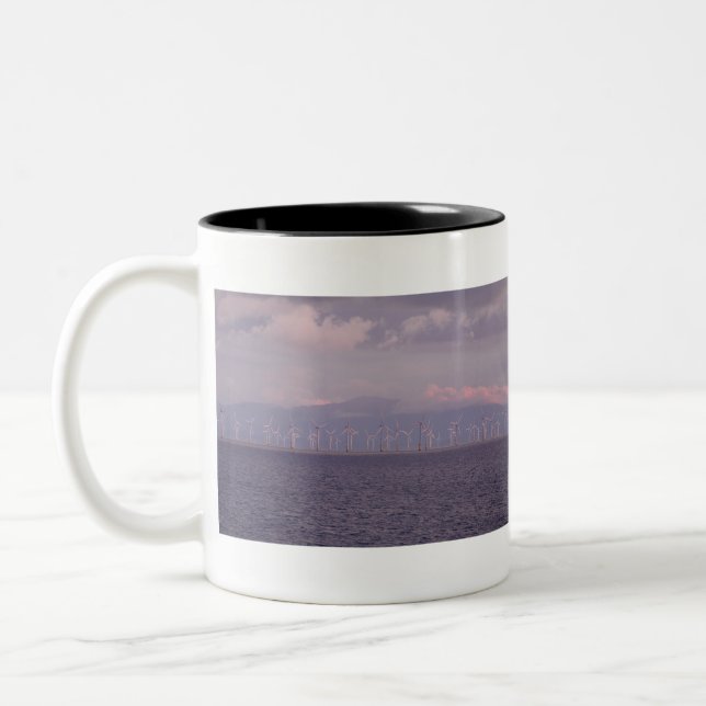 A Wind Farm On The Irish Sea near Liverpool, Two-Tone Coffee Mug (Left)