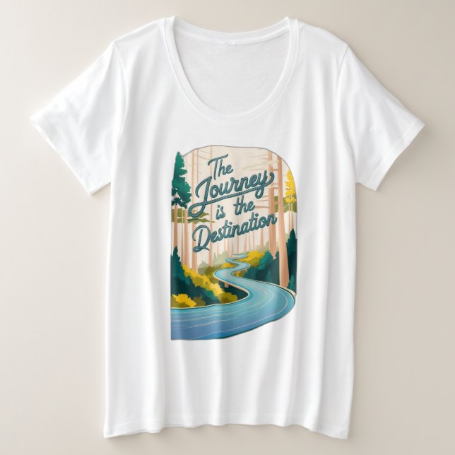 A winding road cutting through a forest plus size T-Shirt (Design Front)