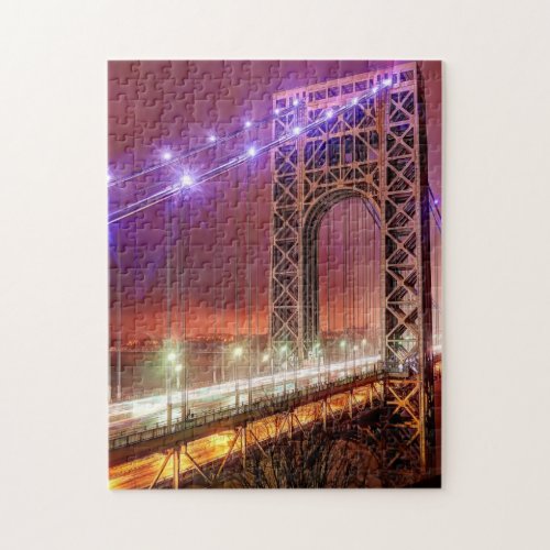 A windy and rainy evening view from Fort Lee Jigsaw Puzzle