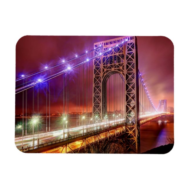 A windy and rainy evening view from Fort Lee Magnet (Horizontal)