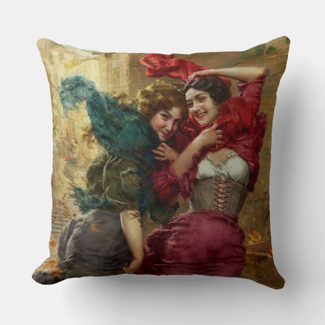 A Windy Day by  Gaetano Bellei Throw Pillow (Front)