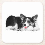 A Wink of Red at Every Sip Square Paper Coaster