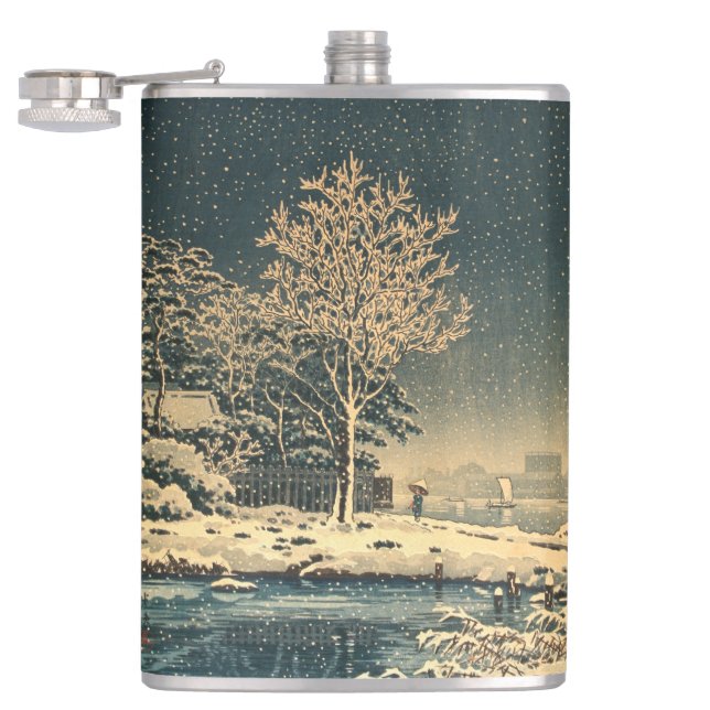 A Winter Day on Sumida River in Japan Flask (Opened)