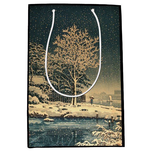 A Winter Day on Sumida River in Japan Medium Gift Bag (Front)