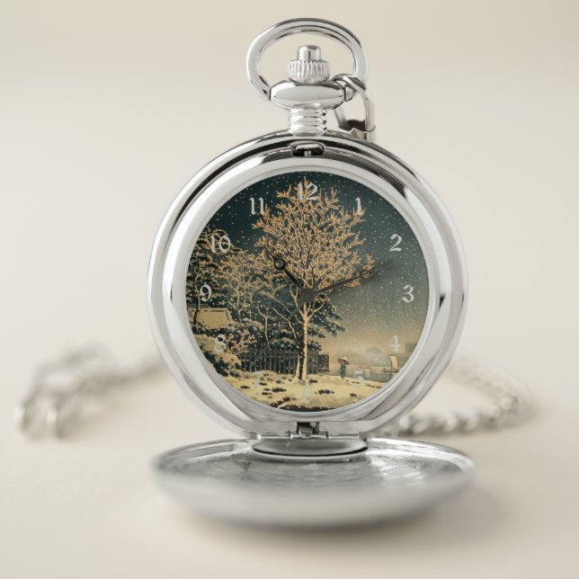 A Winter Day on Sumida River in Japan Pocket Watch (Inside)