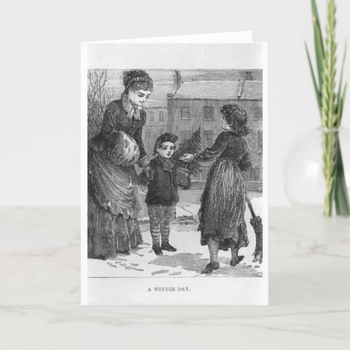A Winter Day Victorian Christmas Scene Holiday Card
