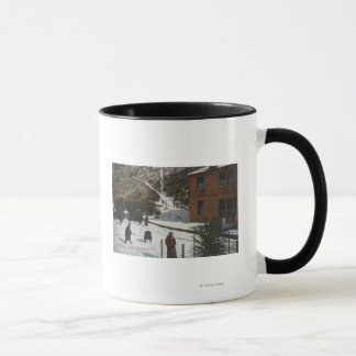 A Winter Scene, Adults Playing in Snow Mug