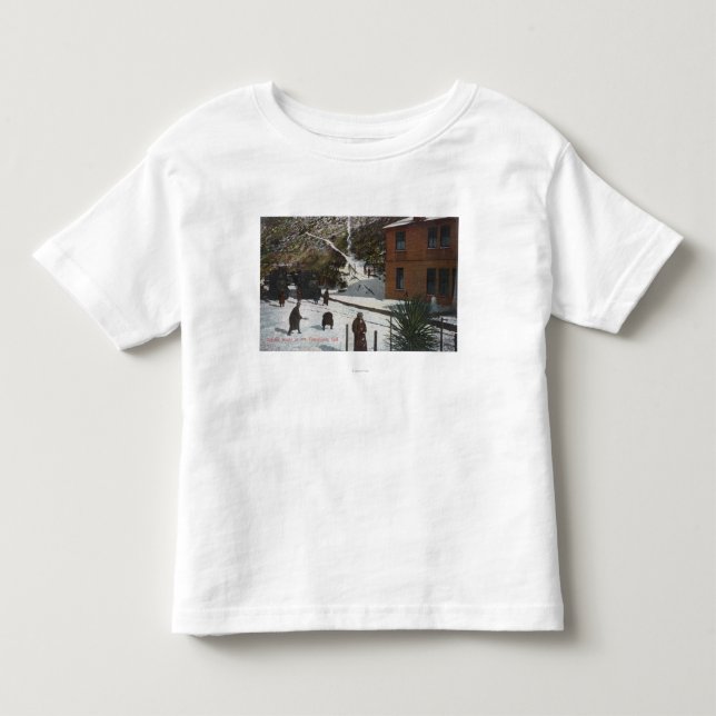 A Winter Scene, Adults Playing in Snow Toddler T-shirt (Front)