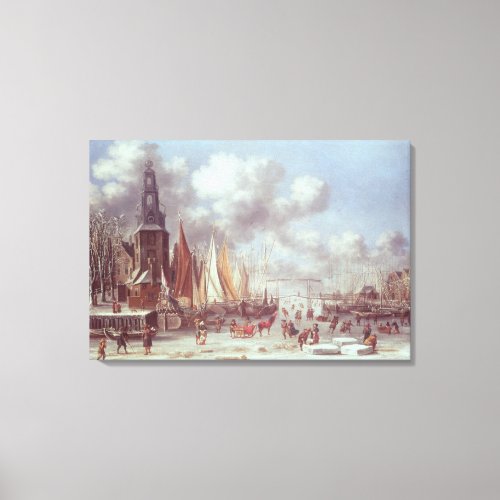 A Winter Scene in Amsterdam Canvas Print