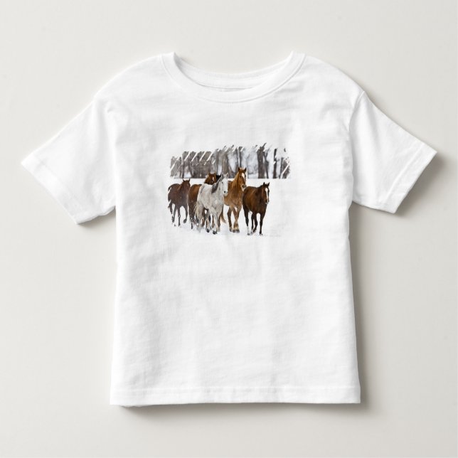 A winter scenic of running toddler t-shirt (Front)
