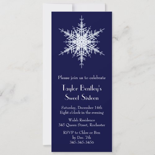 A Winter Sweet Sixteen Birthday Invitation blue