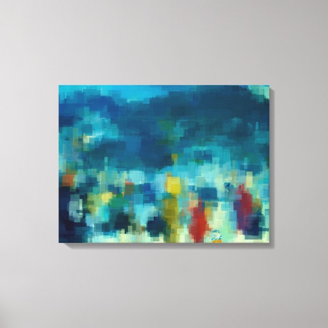 A Winters Night Out Abstract Cubist Style Artwork Canvas Print (Front)