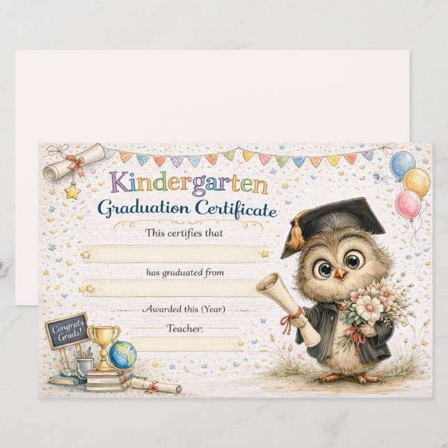 A Wise Little Owl Celebrating Graduation (Front/Back)