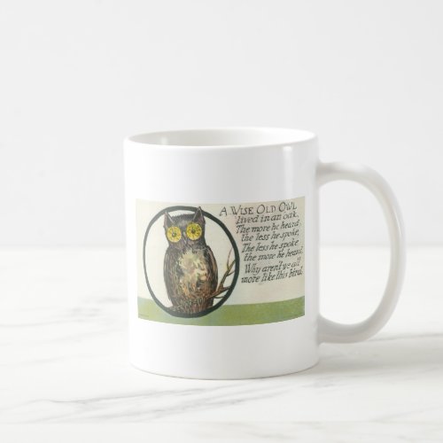 a wise old owl coffee mug