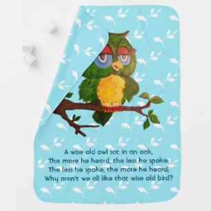 A Wise Old Owl Sitting On A Tree Branch Baby Blanket