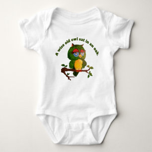 A Wise Old Owl Sitting On A Tree Branch Baby Bodysuit