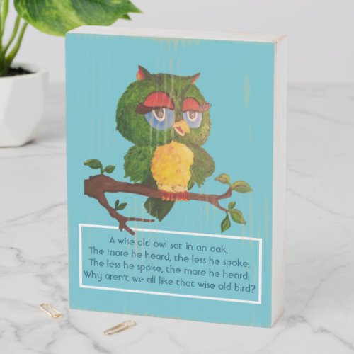 A Wise Old Owl Sitting On A Tree Branch Wooden Box Sign