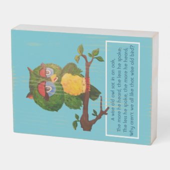 A Wise Old Owl Sitting On A Tree Branch Wooden Box Sign | Zazzle