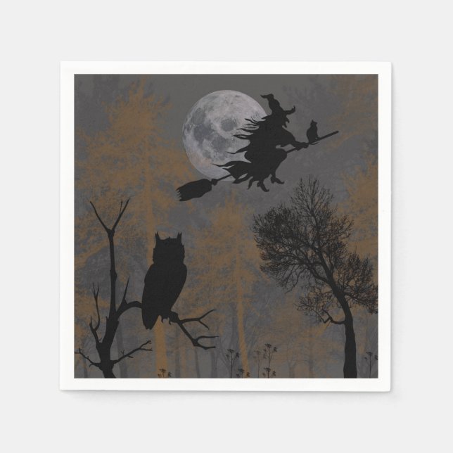 A Witch and a Cat Napkins (Front)
