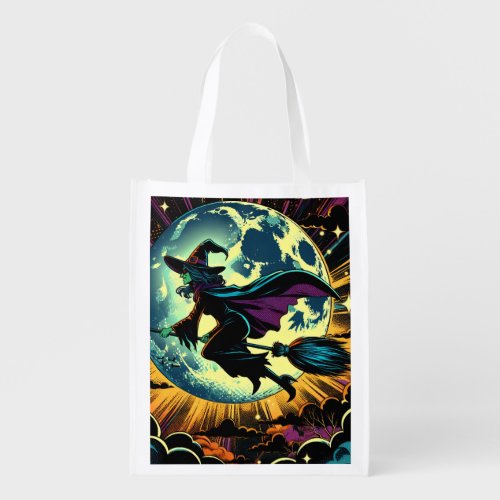 A Witch and a Full Moon Halloween  Grocery Bag