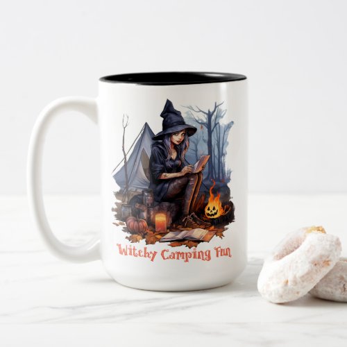 A Witchâs Camping Trip Witchy Fun  Two_Tone Coffee Mug