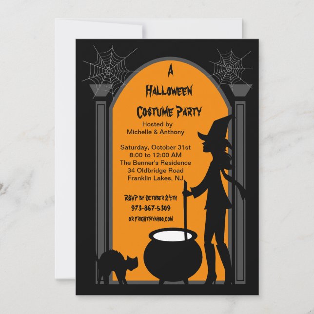 A Witches Brew Costume Party invitation (Front)