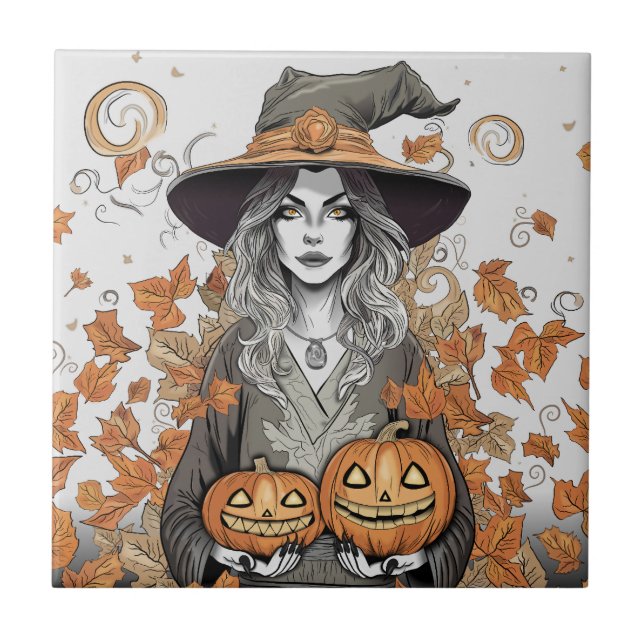 A witch's love ceramic tile (Front)