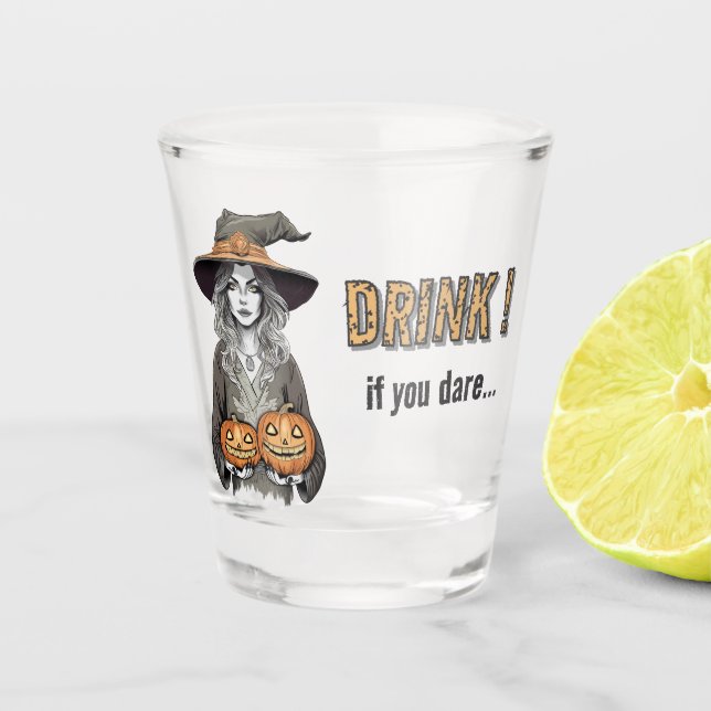 A witch's love shot glass (Front)