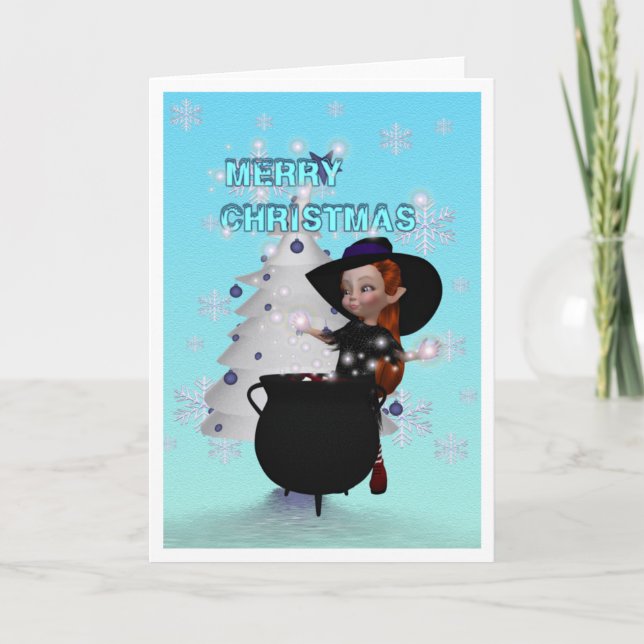A Witchy Merry Christmas Holiday Card (Front)