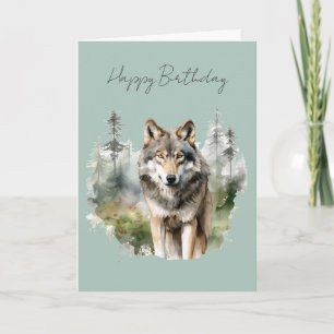 A Wolf in a Forest Birthday Card #1