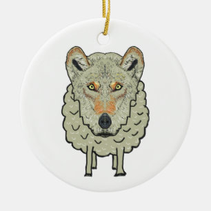 A Wolf In Sheep's Clothing Ceramic Ornament