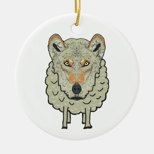 A Wolf In Sheep's Clothing Ceramic Ornament (Front)