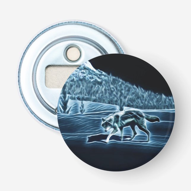 A Wolf On Snow Bottle Opener (Front)