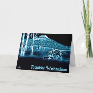 A Wolf On Snow - Fröhliche Weihnachten Holiday Card